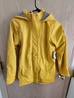 NWT Hunter kids nautical yellow rain coat size large 10/12